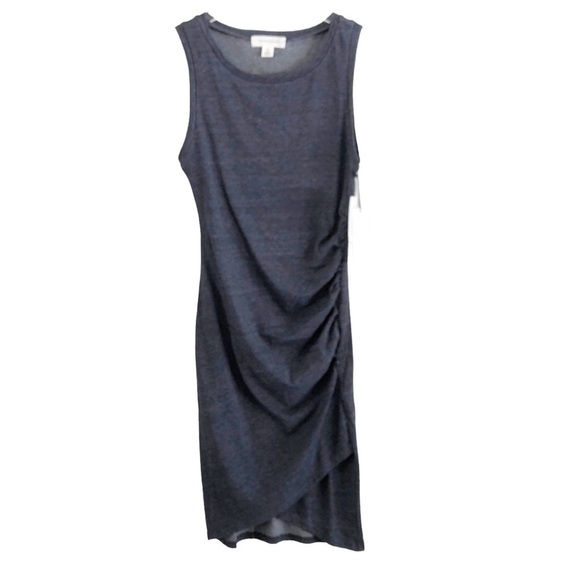 Treasure & Bond Navy Night Heather Ruched Tulip Hem Dress - Picture 2 of 13